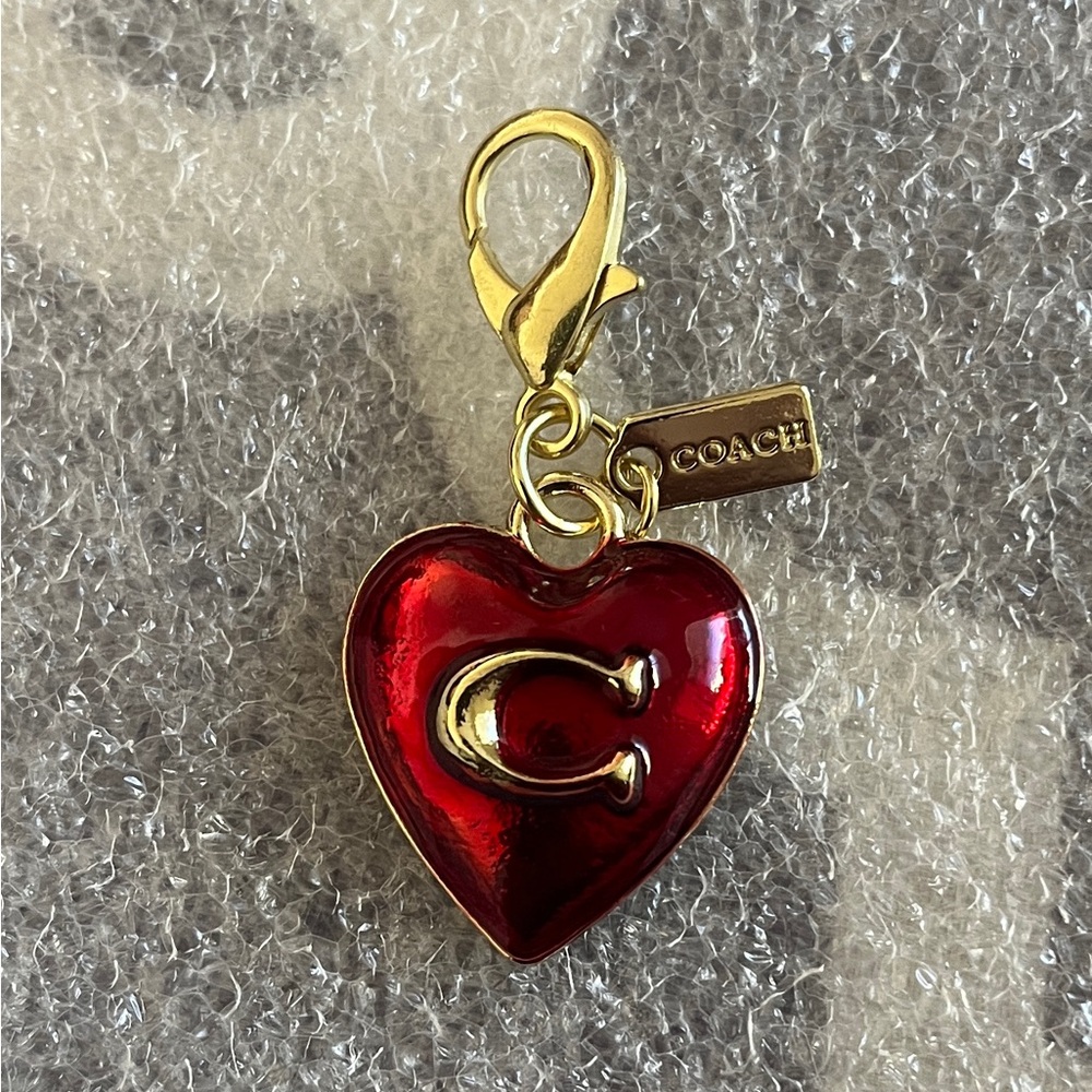 Red Heart Keychain Zipper Pull with Gold Details